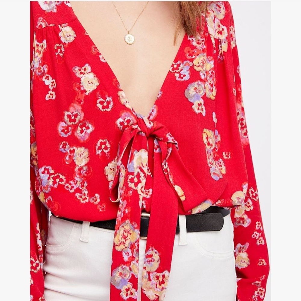 Free People Forties Feel Bell Sleeve Bodysuit